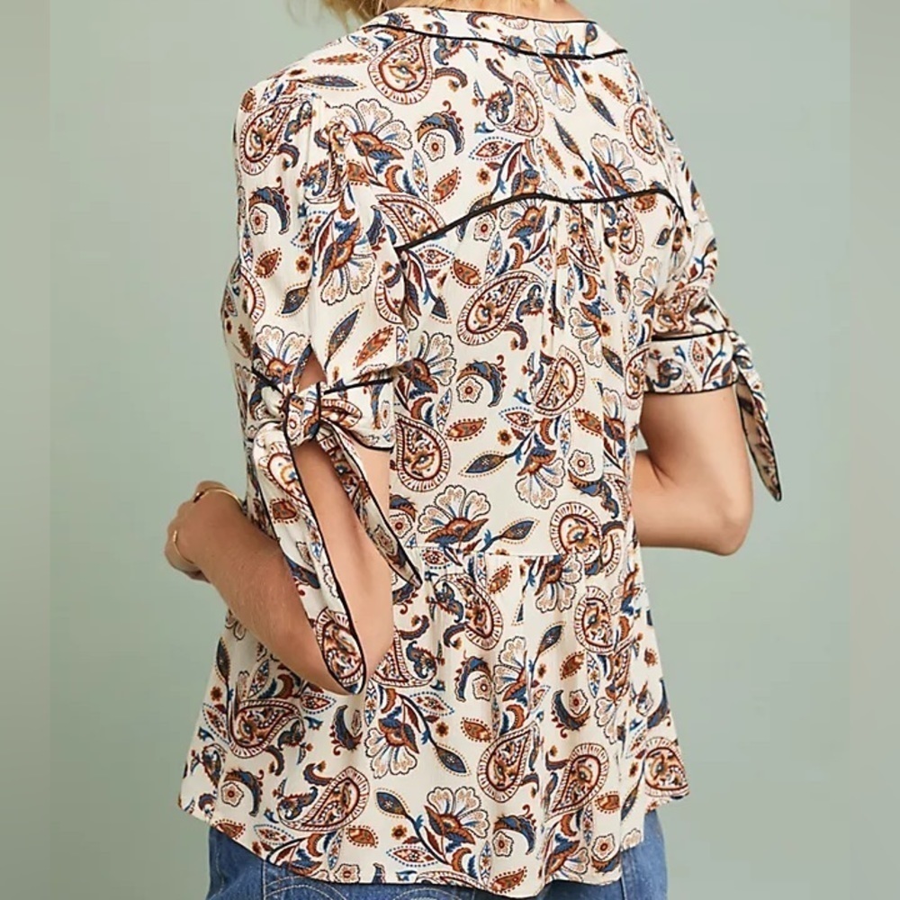Isla Maude Anthropologie Perla Tied-Sleeve Buttondown - Picture 9 of 14